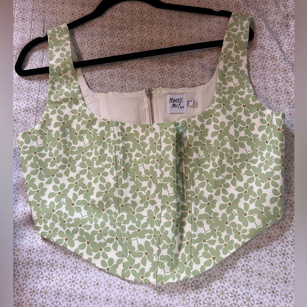 Princess Polly green florall corset top